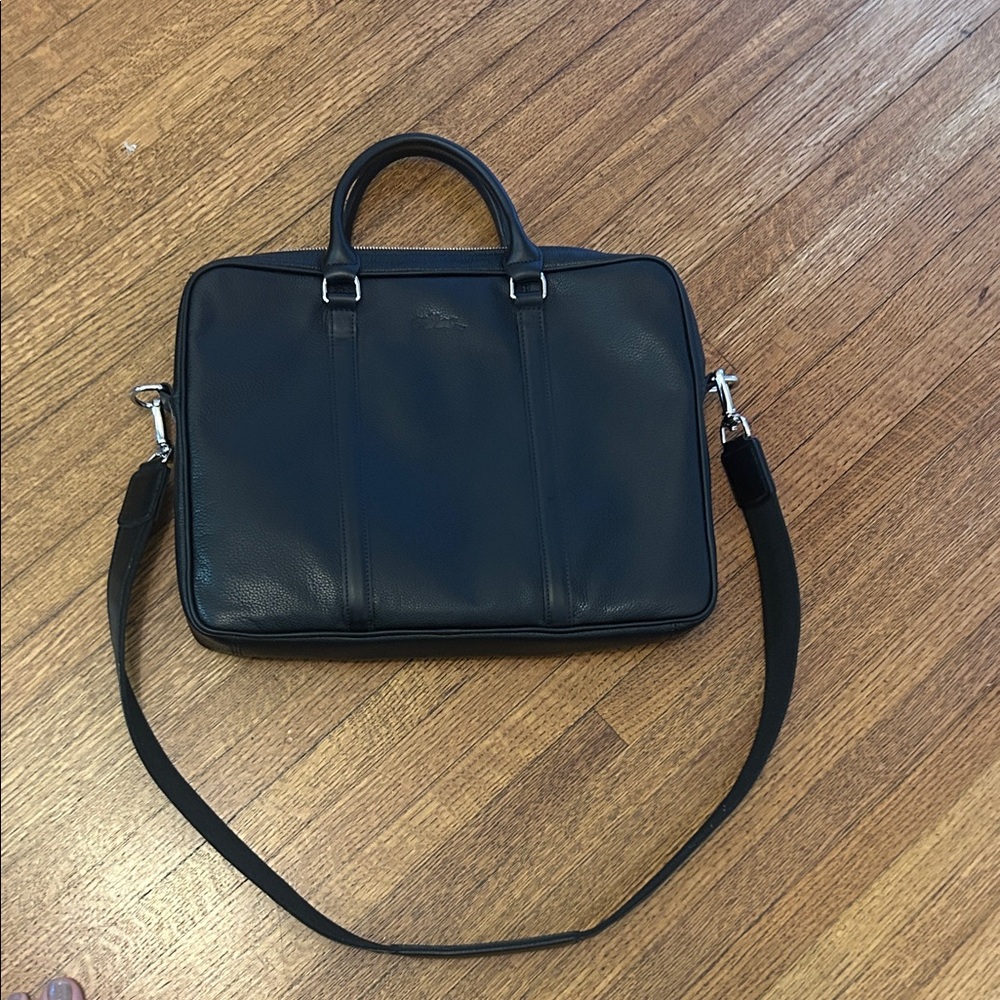 Longchamp Black Leather Briefcase